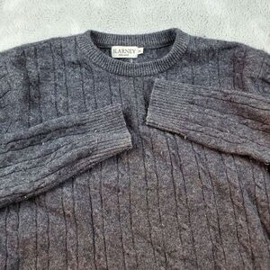 VTG Blarney Ireland Lambswool Sweater Mens XL Gray Cable Knit Long‎ Sleeve Crew
